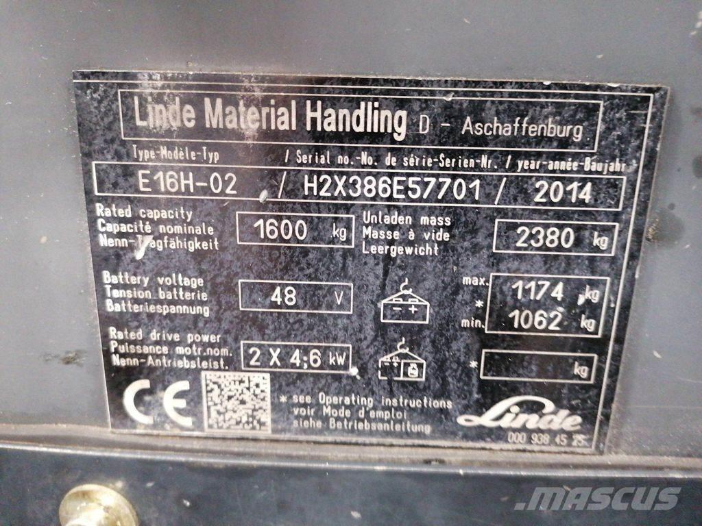 Linde E16H-02 Електрически вилични кари-повдигачи