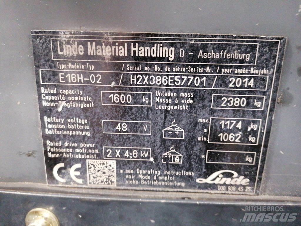 Linde E16H-02 Електрически вилични кари-повдигачи