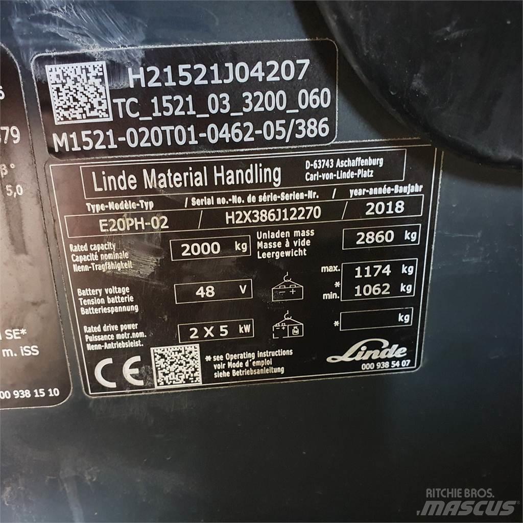 Linde E20PH Електрически вилични кари-повдигачи