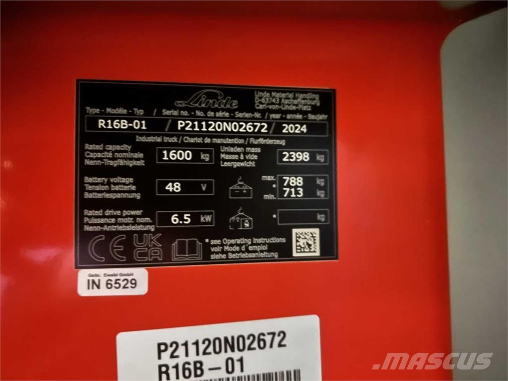 Linde R16B Ретрак/ Високоповдигач с изместване на вилката напред