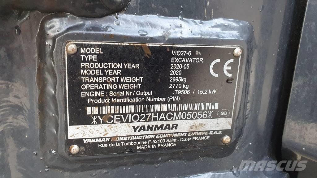 Yanmar VIO 27-6 Мини екскаватори < 7 т