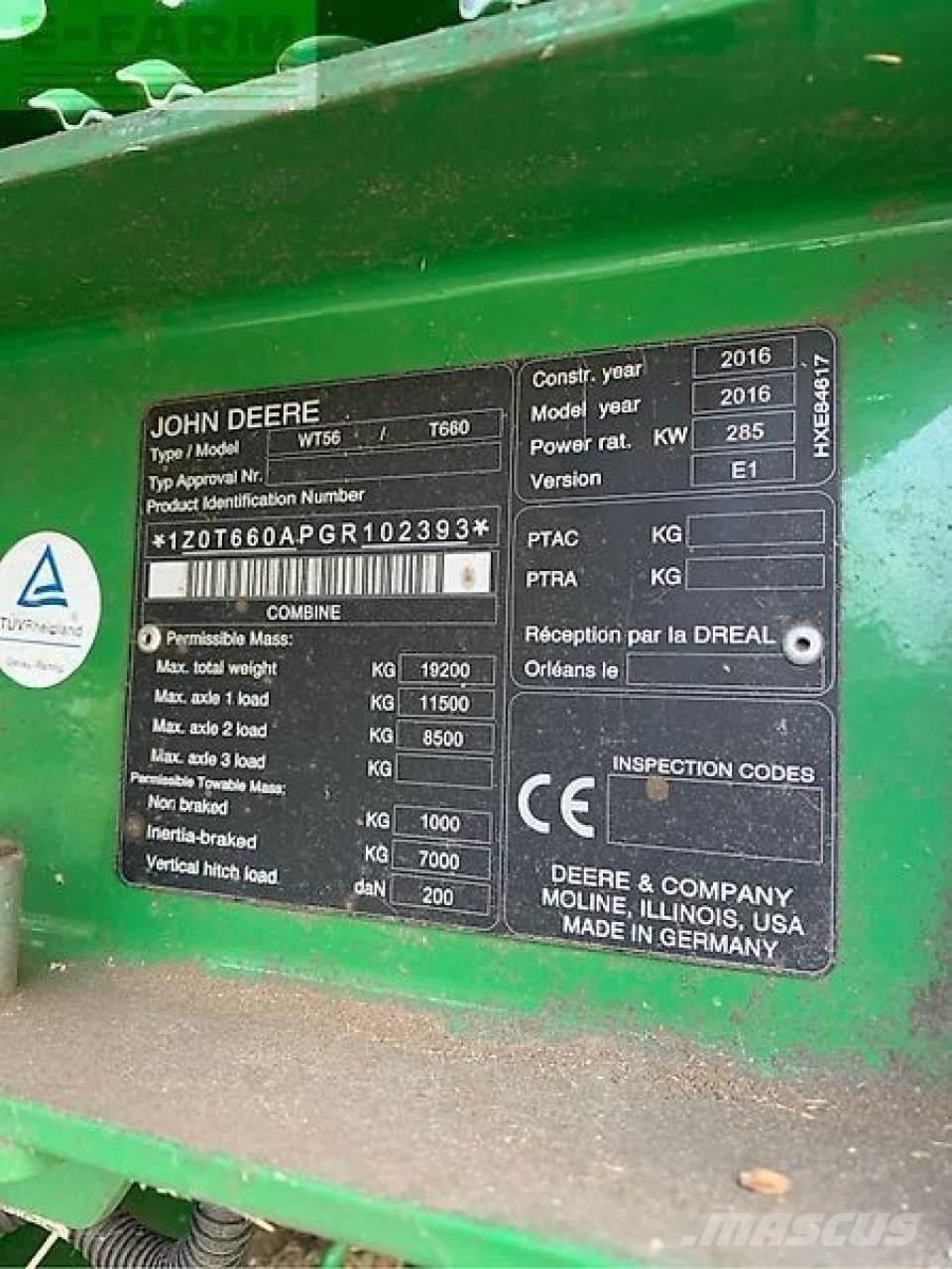 John Deere t660 Комбайни