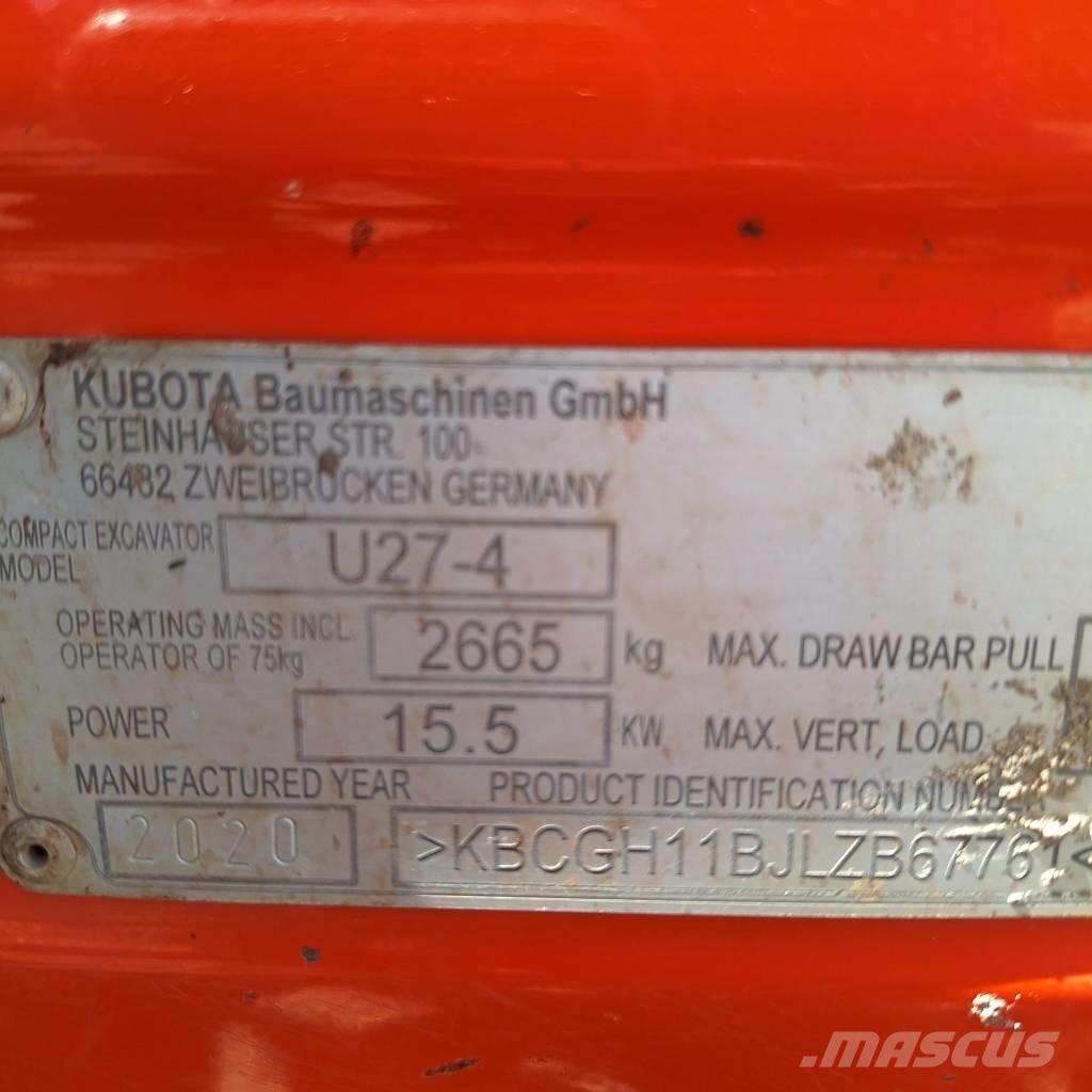 Kubota U 27-4 Мини екскаватори < 7 т