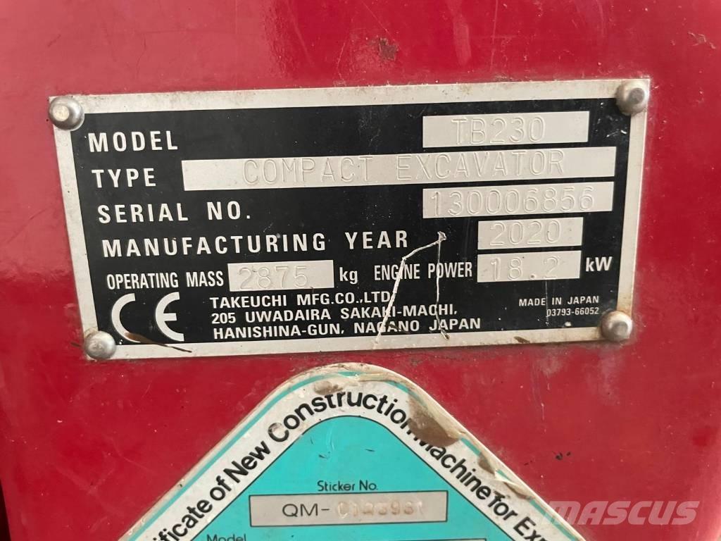 Takeuchi TB 230 Мини екскаватори < 7 т
