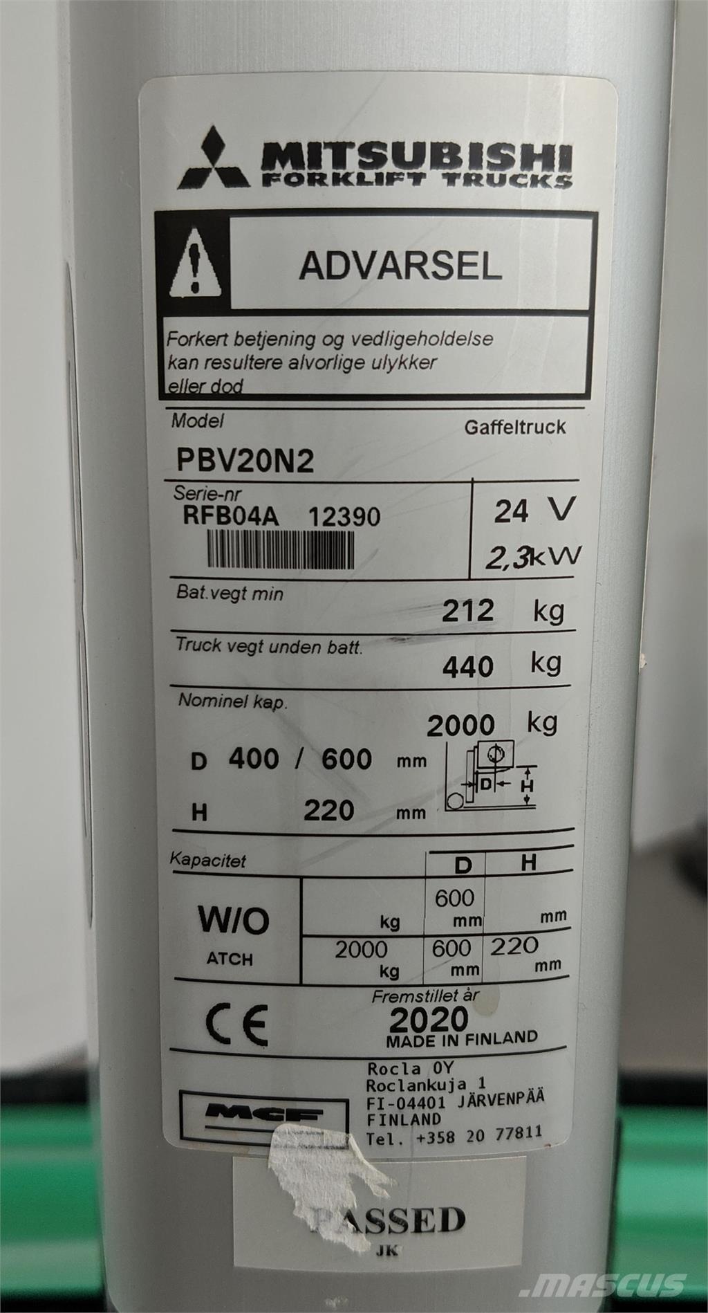 Mitsubishi PBV20N2 Колички с платформа за оператора