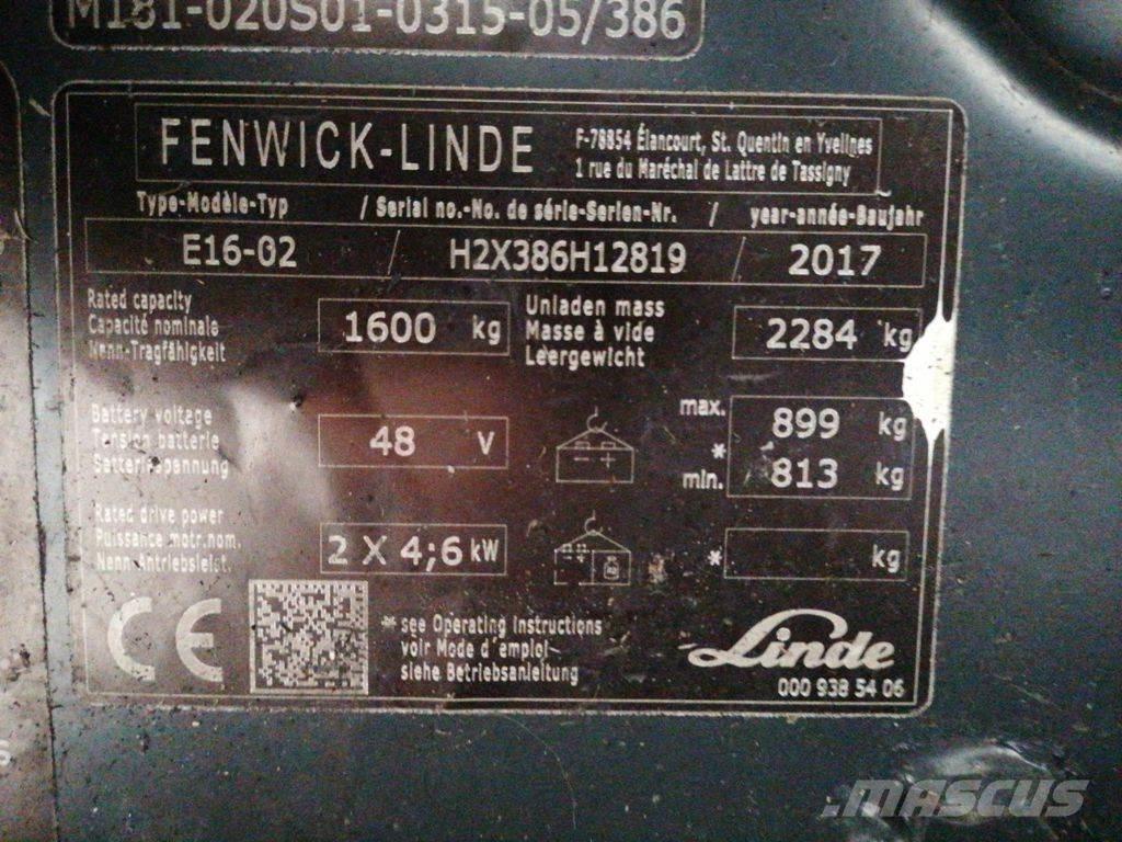 Linde E16-02 Електрически вилични кари-повдигачи