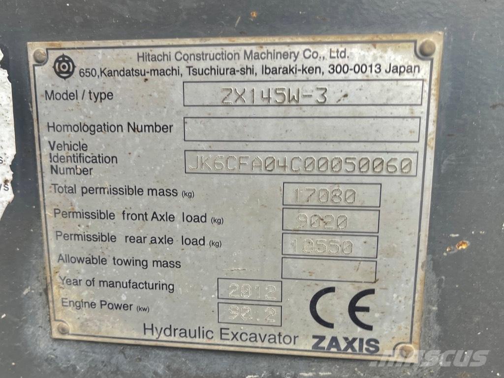 Hitachi ZX 145 W-3 Колесни екскаватори