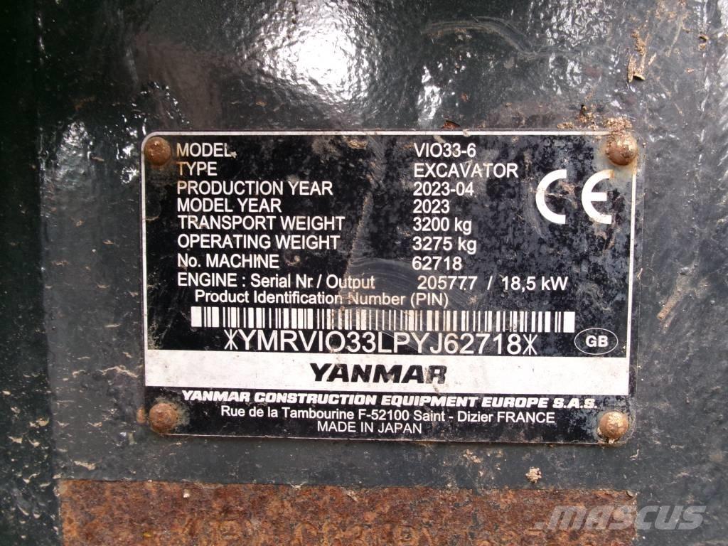 Yanmar Vio 33 Мини екскаватори < 7 т