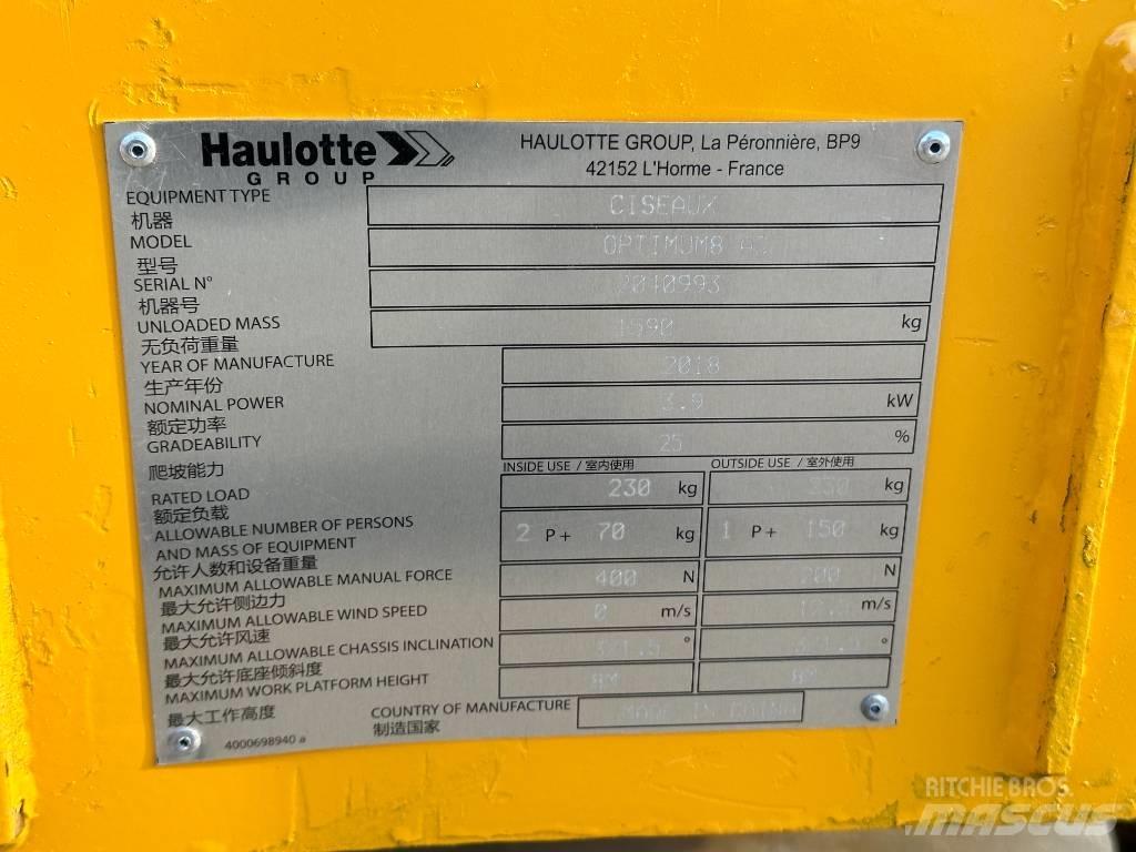 Haulotte OPTIMUM 8 Ножични работни платформи