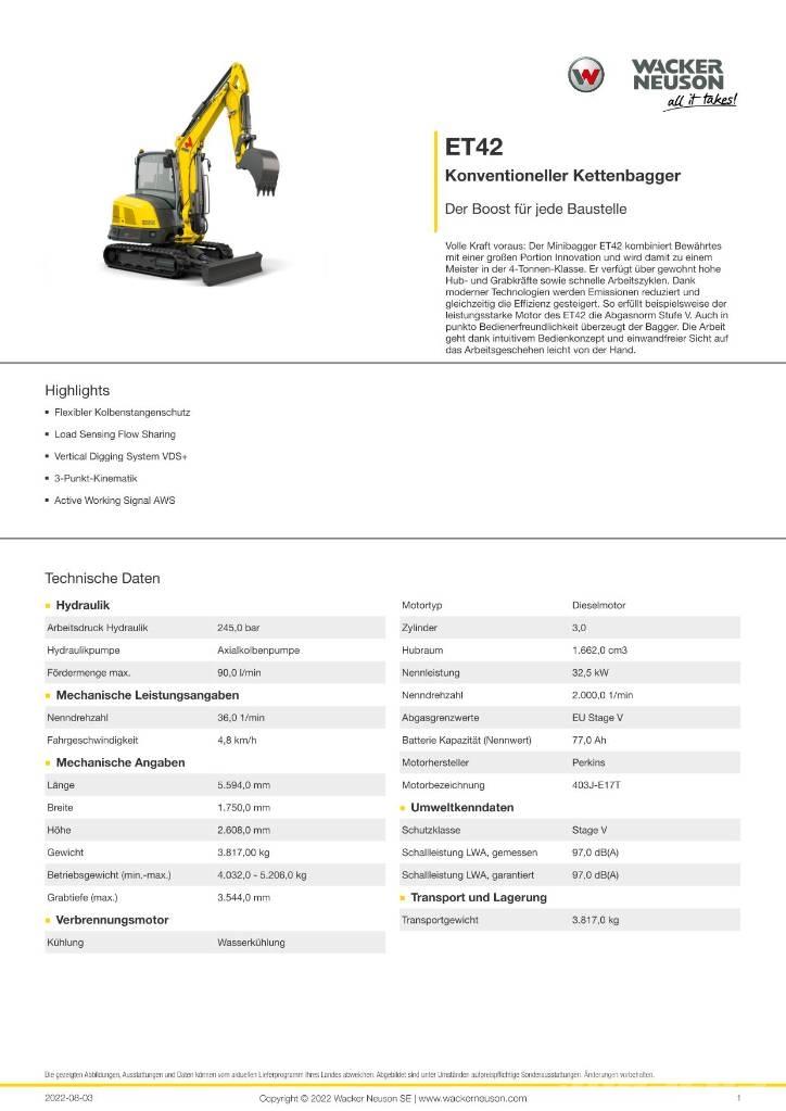 Wacker Neuson ET 42 Верижен екскаватор