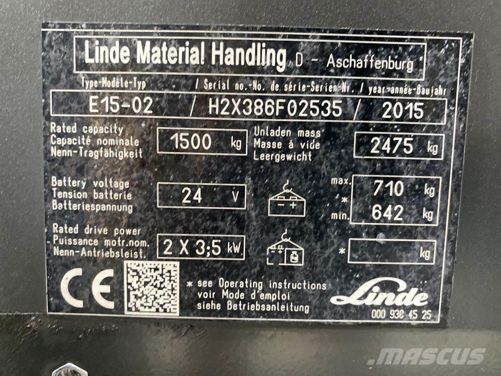 Linde E15-02 Електрически вилични кари-повдигачи