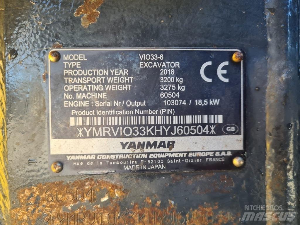 Yanmar VIO33-6 Мини екскаватори < 7 т