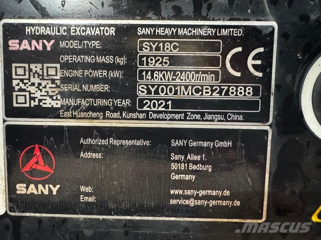 Sany SY 18 C Мини екскаватори < 7 т