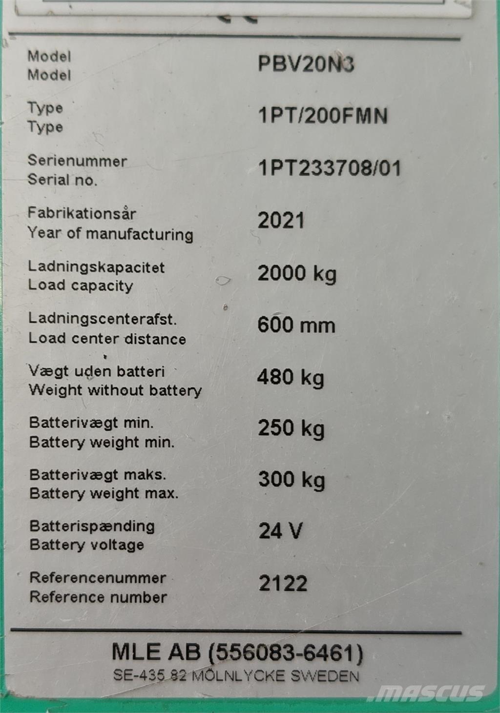 Mitsubishi PBV20N3 Колички с платформа за оператора