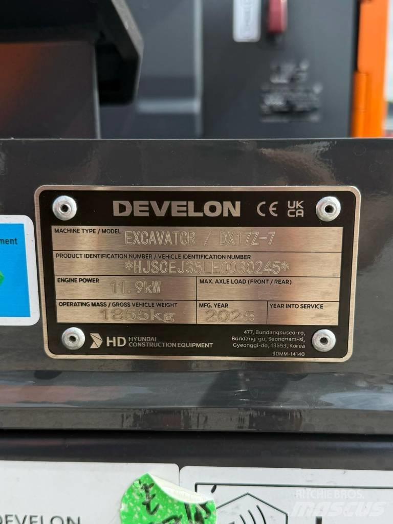 Develon DX 17 Z-7 Мини екскаватори < 7 т