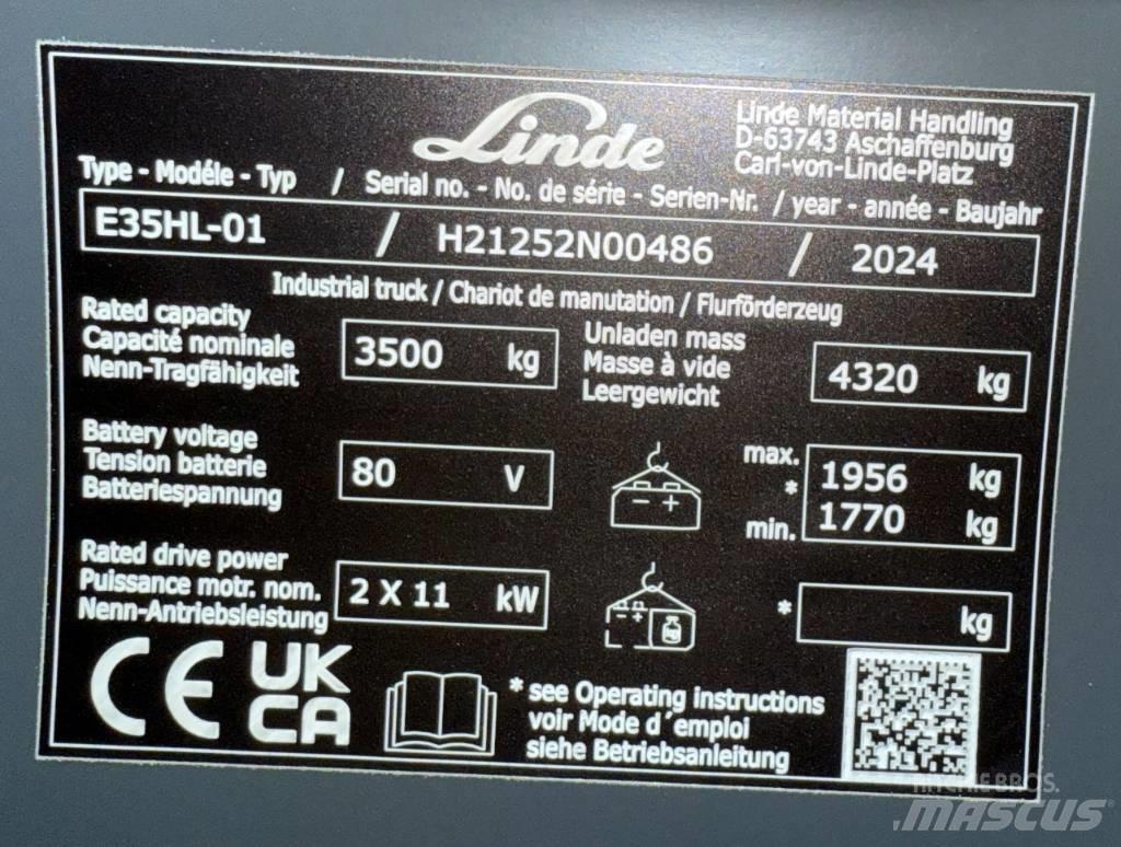 Linde E35HL/1252-01 Електрически вилични кари-повдигачи