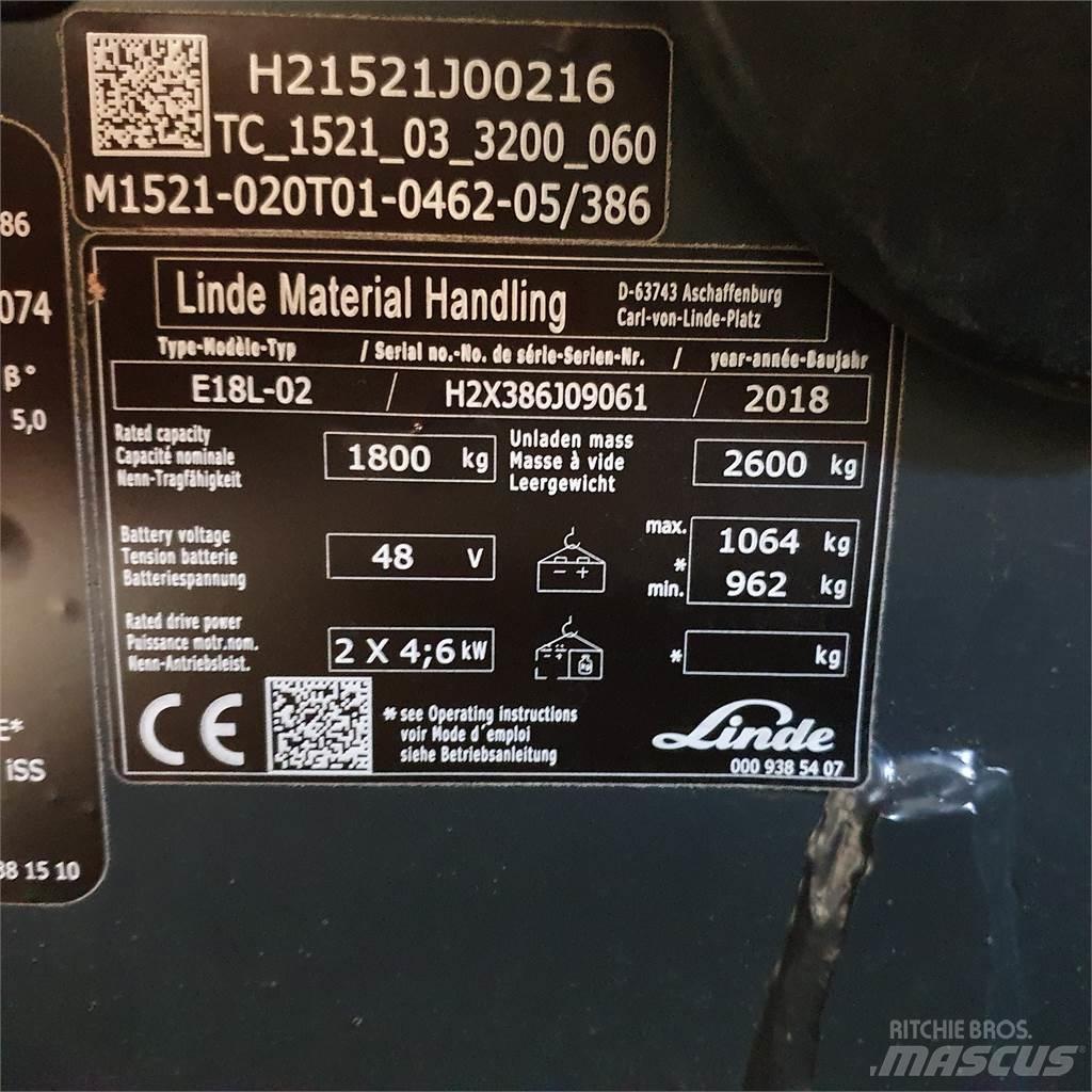 Linde E18L Електрически вилични кари-повдигачи