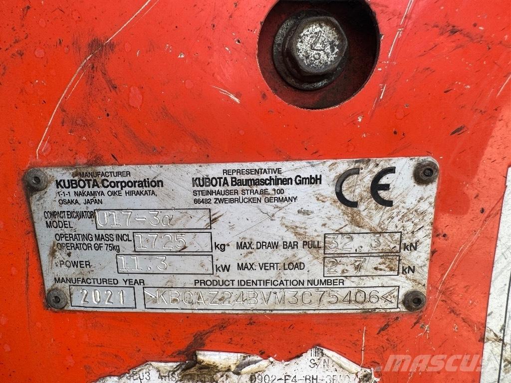 Kubota U 17-3 Мини екскаватори < 7 т