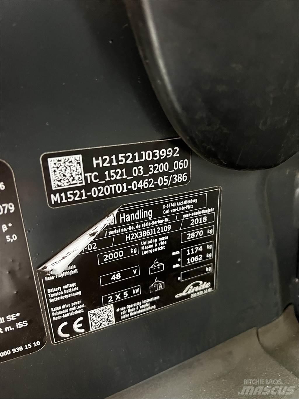 Linde E20PH Електрически вилични кари-повдигачи