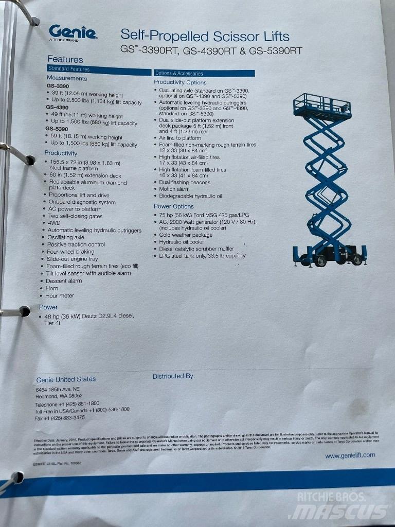 Genie GS 5390 RT Ножични работни платформи