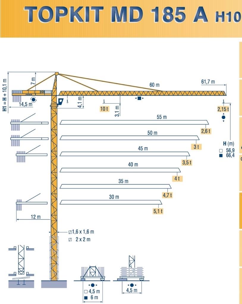 Potain MD 185 A H10 Мачтови кранове
