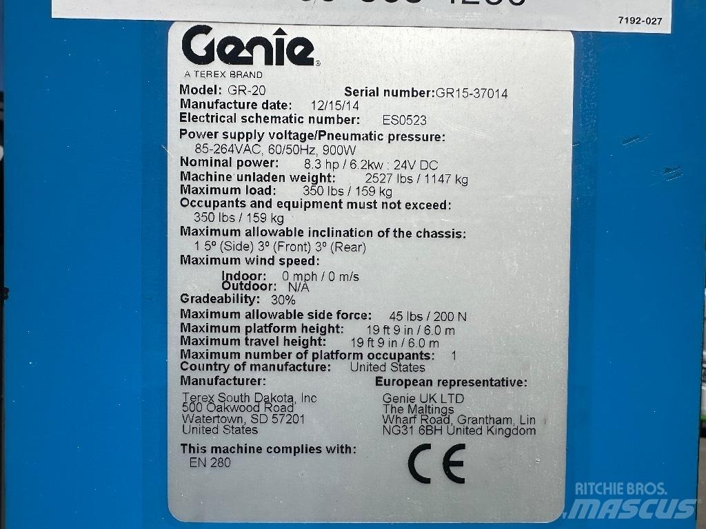 Genie GR 20 Вертикални мачтови повдигачи
