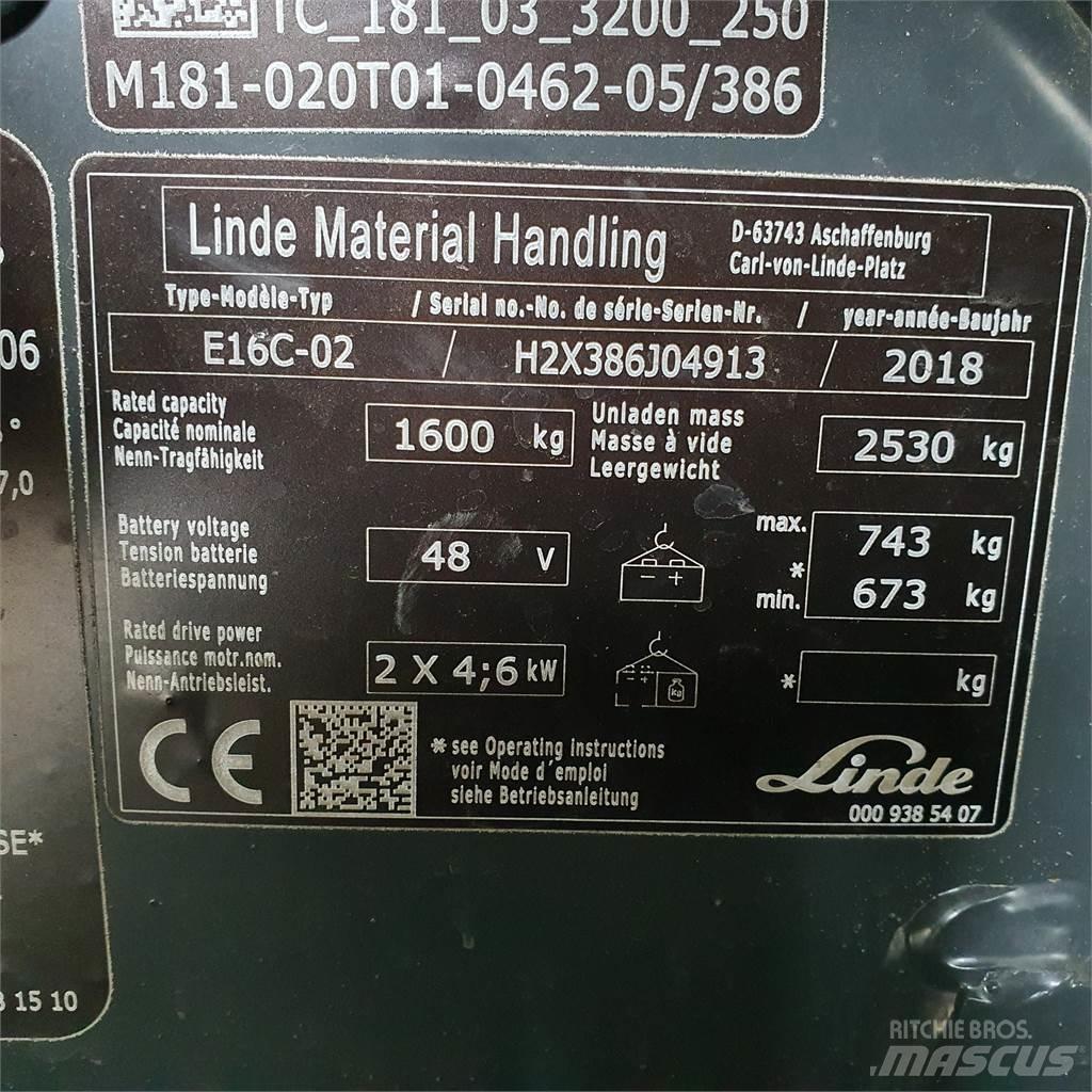 Linde E16C Електрически вилични кари-повдигачи