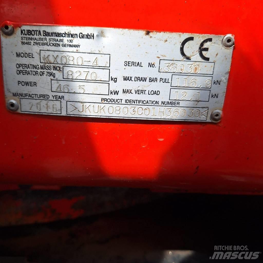 Kubota KX080-4 Средни екскаватори 7т - 12т