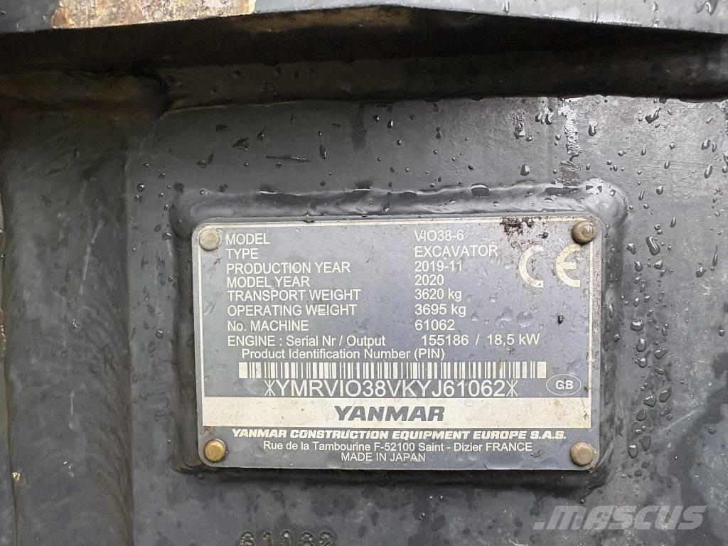 Yanmar Vio 38 Мини екскаватори < 7 т