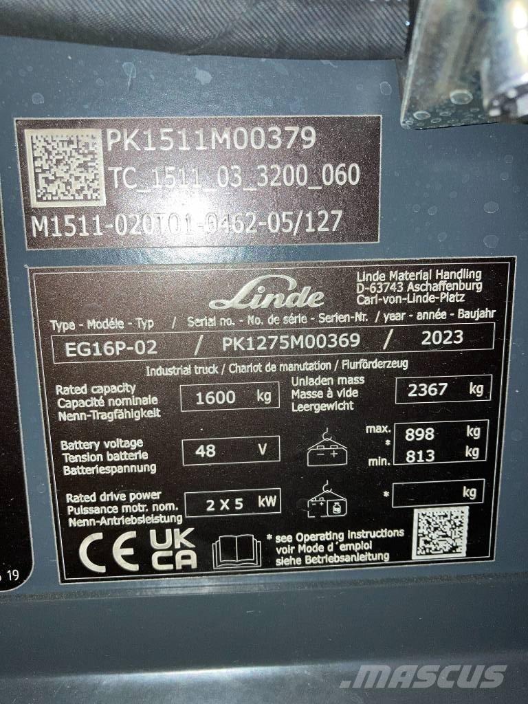 Linde EG16P/1275-02 Електрически вилични кари-повдигачи