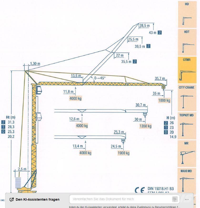 Potain GTMR 331 B Мачтови кранове