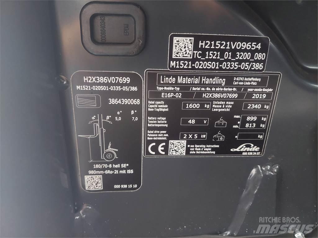 Linde E16P 02 Електрически вилични кари-повдигачи