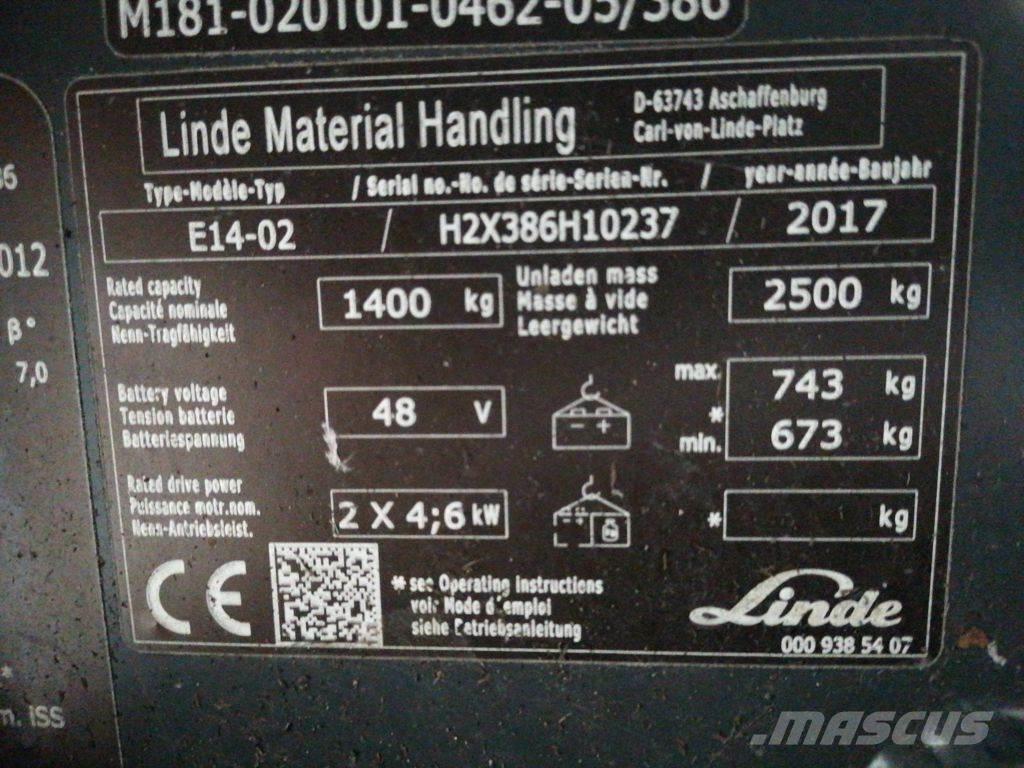 Linde E14-02 Електрически вилични кари-повдигачи