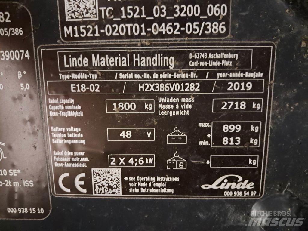 Linde E18-02 Електрически вилични кари-повдигачи