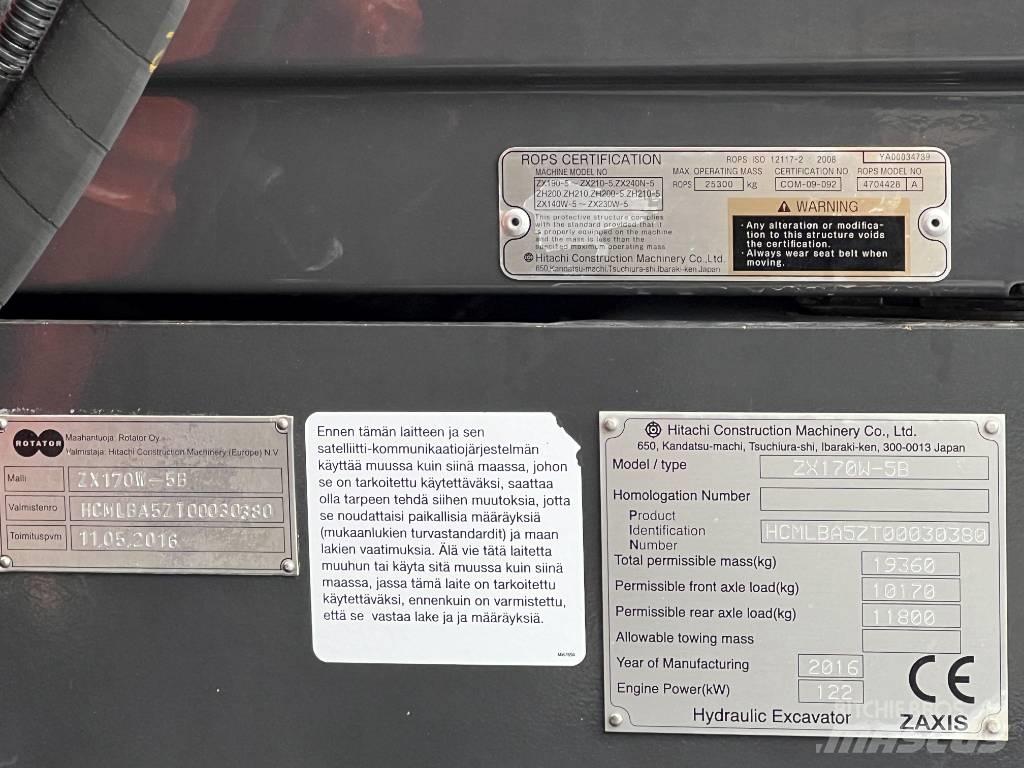 Hitachi ZX 170W-5B Колесни екскаватори