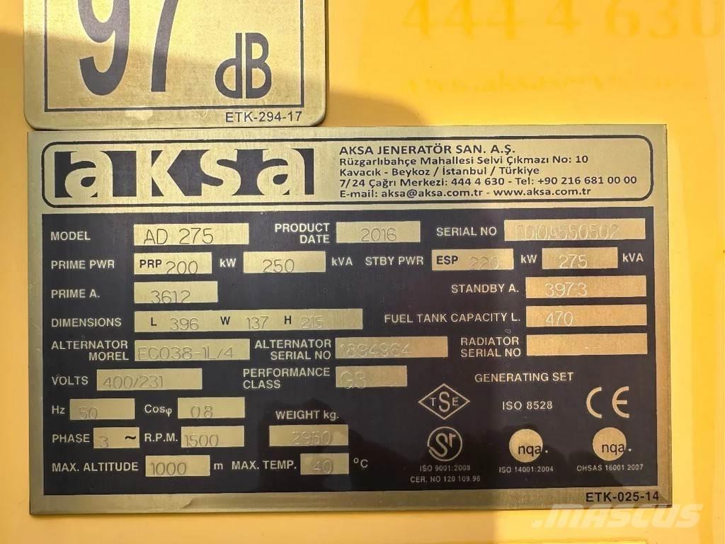 Doosan Aksa AD275 Други генератори
