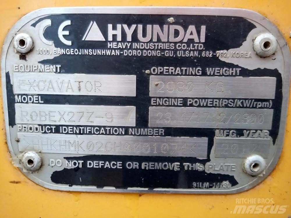 Hyundai Robex 27Z-9 Мини екскаватори < 7 т