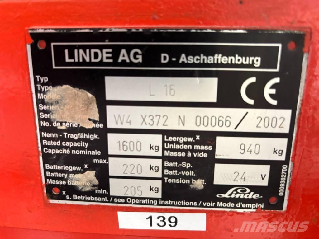 Linde L16 Колички високоповдигачи с теглич
