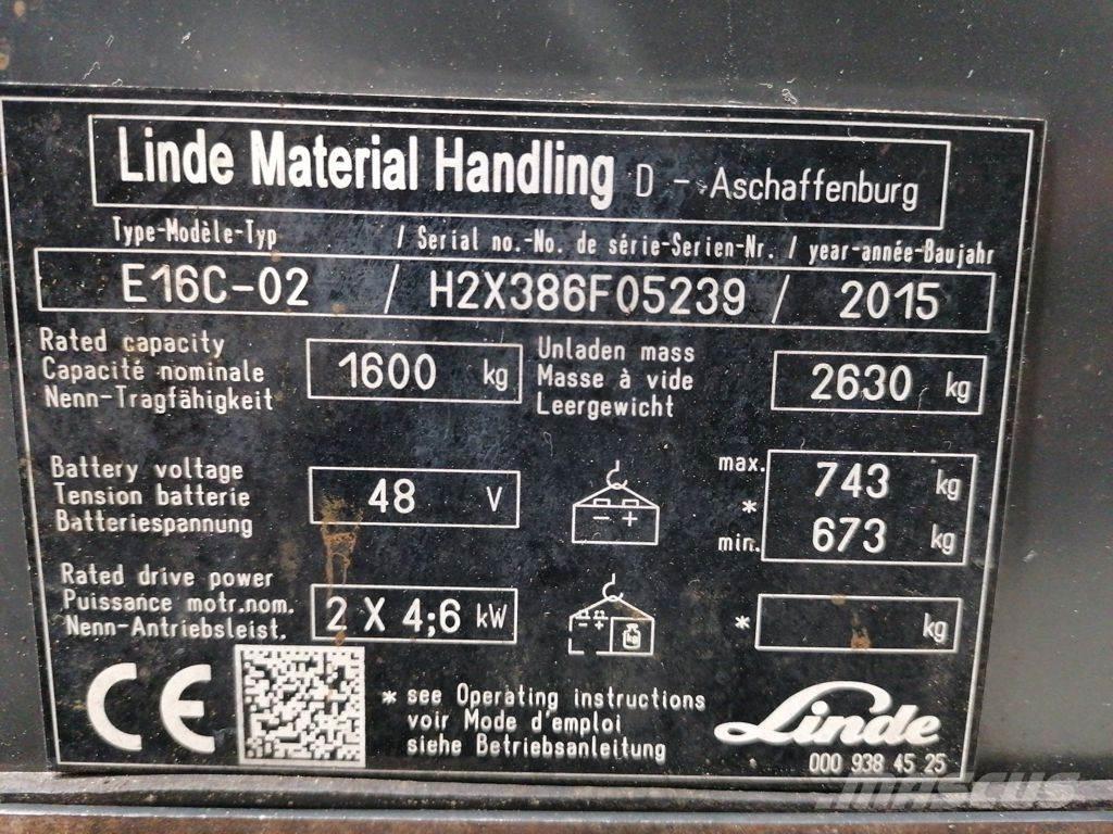 Linde E16C-02 Електрически вилични кари-повдигачи