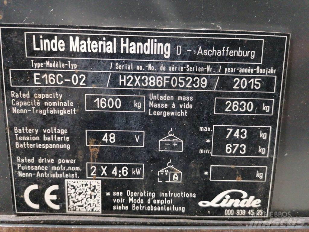 Linde E16C-02 Електрически вилични кари-повдигачи