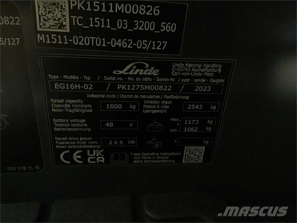 Linde EG16H Електрически вилични кари-повдигачи