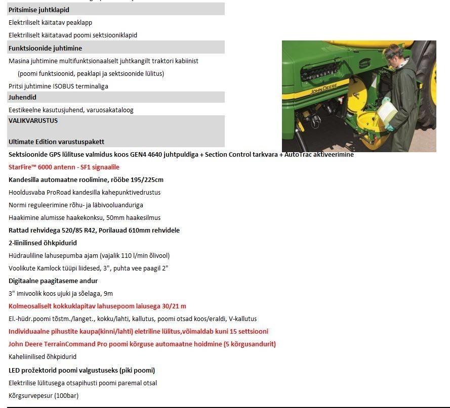 John Deere R 962i Прикачни пръскачки
