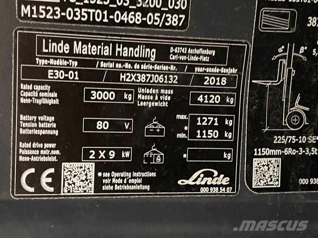 Linde E30-01 Електрически вилични кари-повдигачи