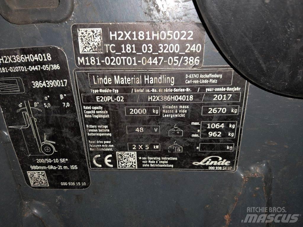 Linde E20PL-02 Електрически вилични кари-повдигачи