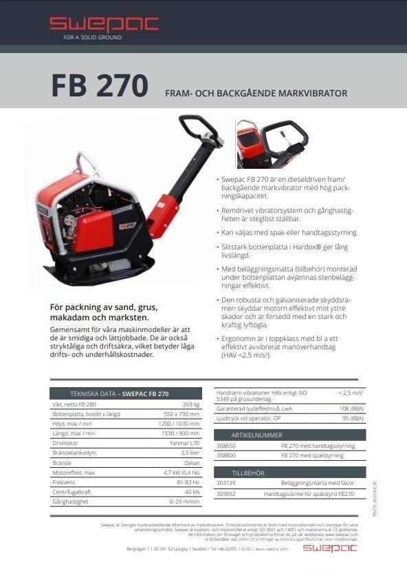 Swepac FB 270 Уплътнители за плочи
