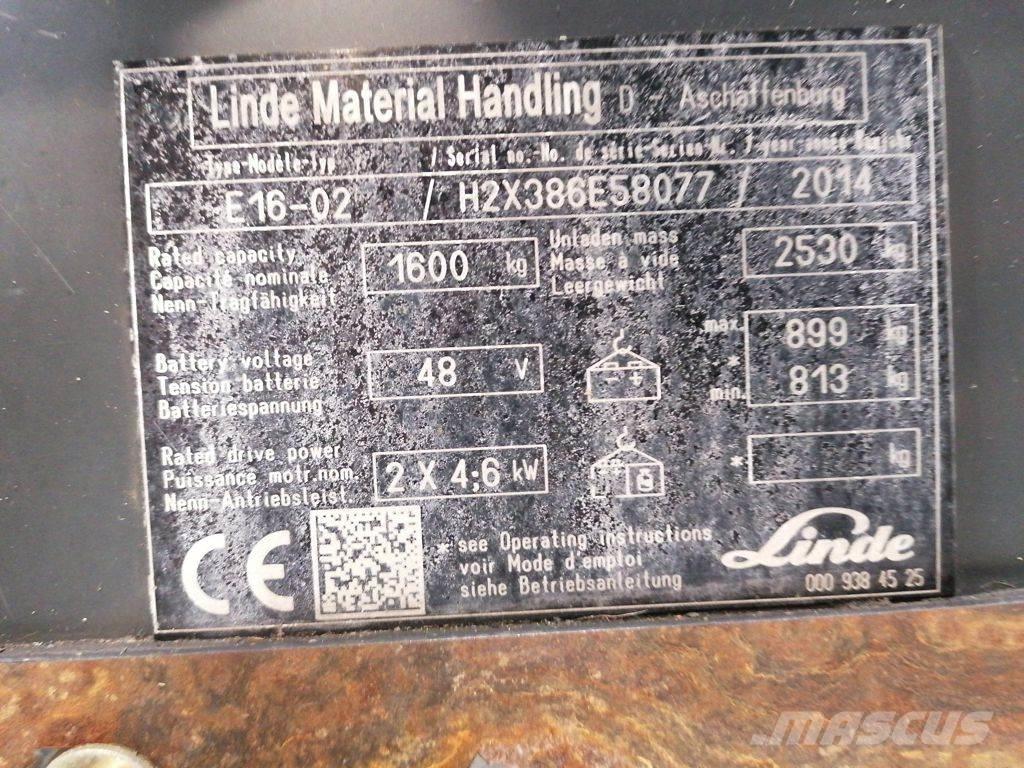 Linde E16-02 Електрически вилични кари-повдигачи