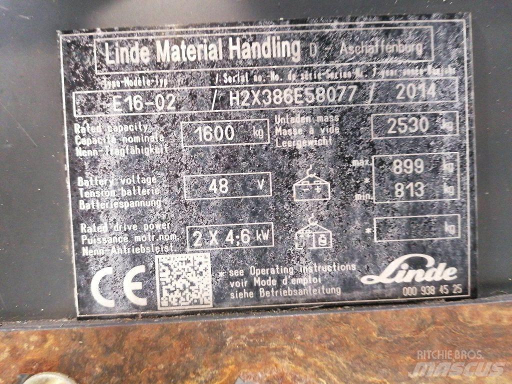 Linde E16-02 Електрически вилични кари-повдигачи