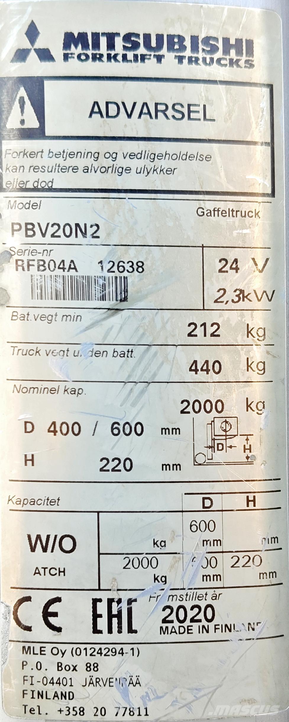 Mitsubishi PBV20N2 Колички с платформа за оператора