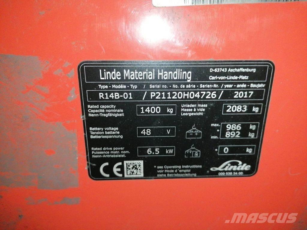 Linde R14B-01 Ретрак/ Високоповдигач с изместване на вилката напред