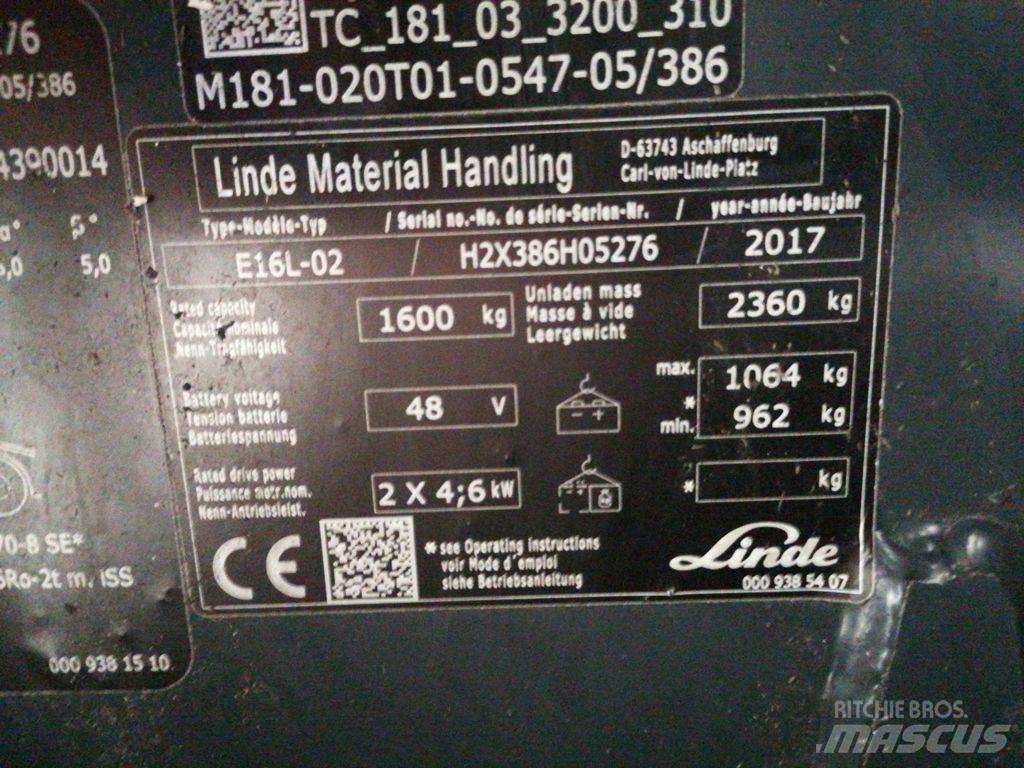 Linde E16L-02 Електрически вилични кари-повдигачи